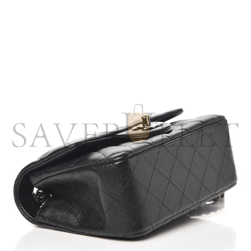 Ch**el MASTER IRIDESCENT CAVIAR QUILTED MINI RECTANGULAR FLAP BLACK A69900 (20*13*6cm)